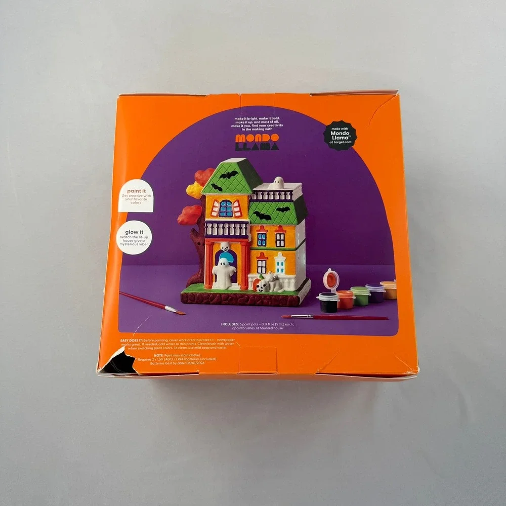 Mondo Llama Paint Your Own Lit Haunted House Kit Halloween Ceramic Craft Set - Picture 6 of 7